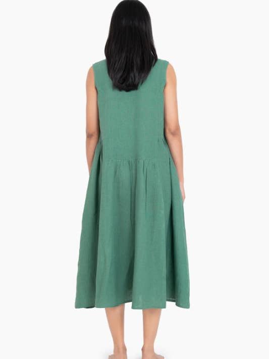 European Linen ‘Penny’ Dress – Muted Teal