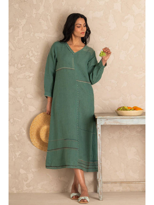 European Linen ‘Lina’ Dress – Muted Teal