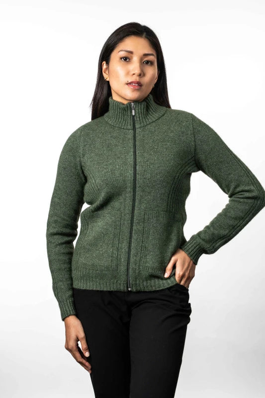 Koru - Rib Detail Possum Merino Zip Jacket