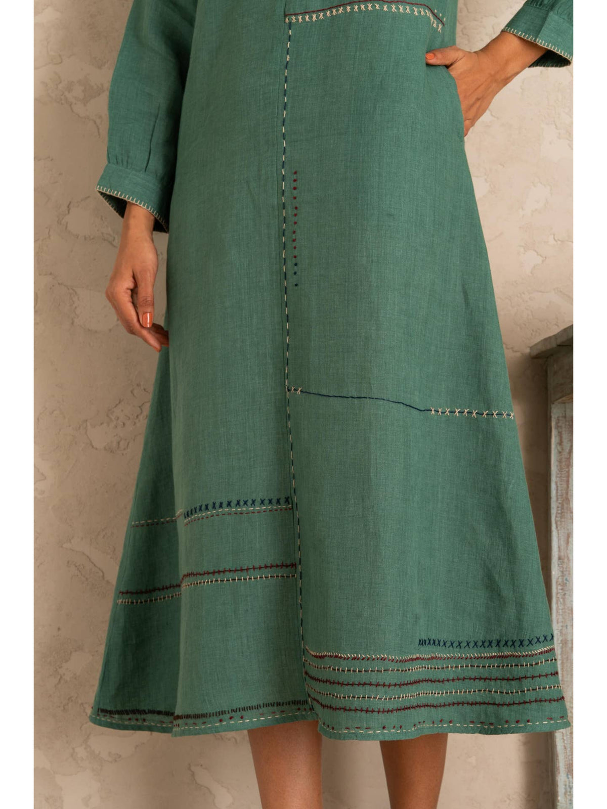 European Linen ‘Lina’ Dress – Muted Teal