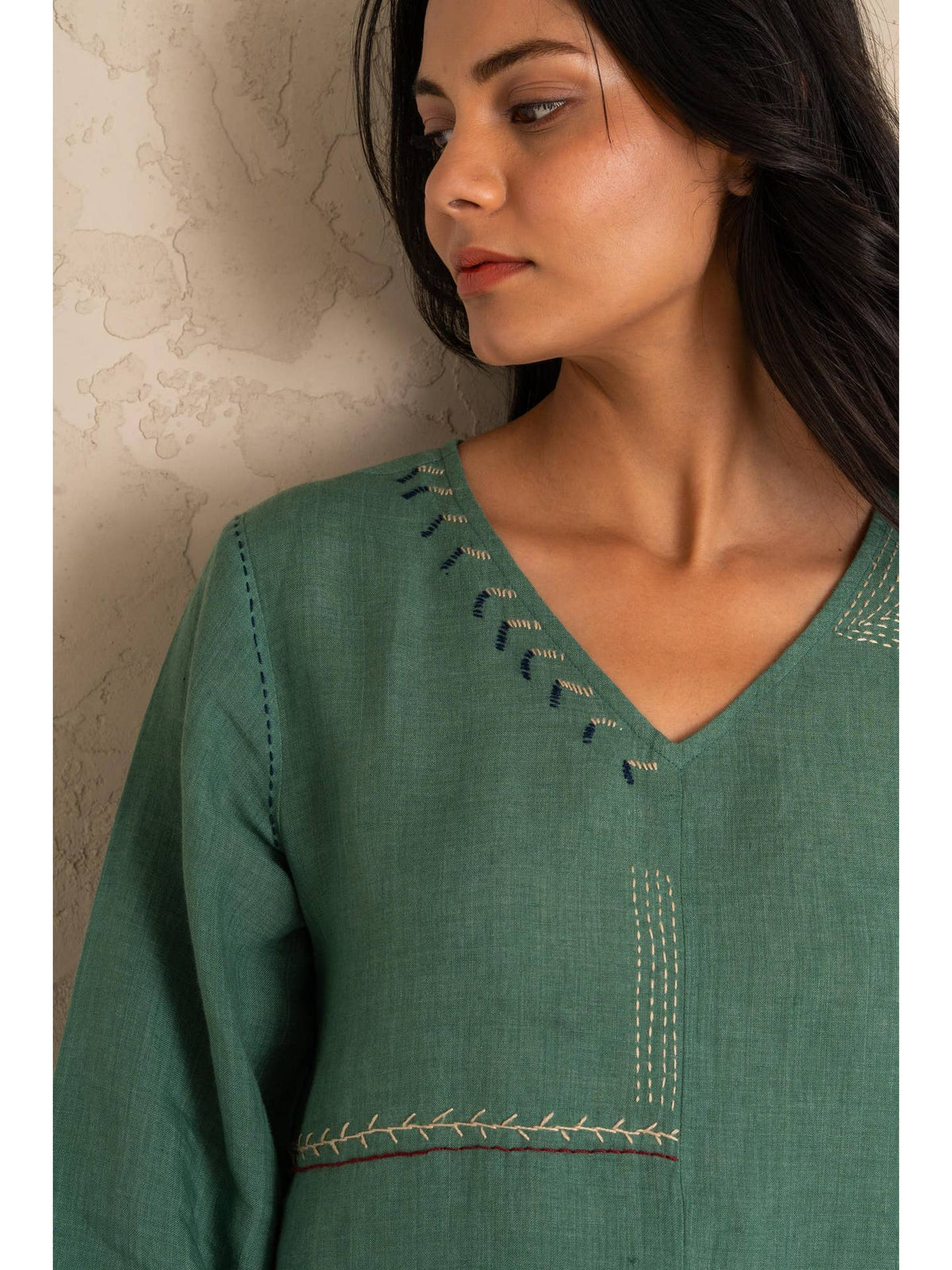 European Linen ‘Lina’ Dress – Muted Teal