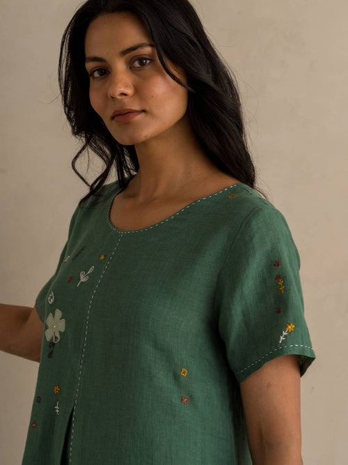 European Linen ‘Maris’ Dress – Muted Teal