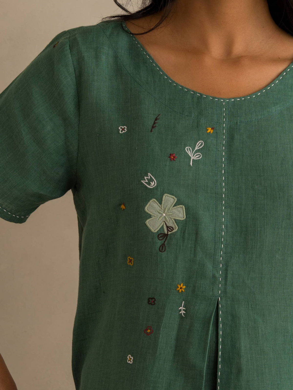 European Linen ‘Maris’ Dress – Muted Teal