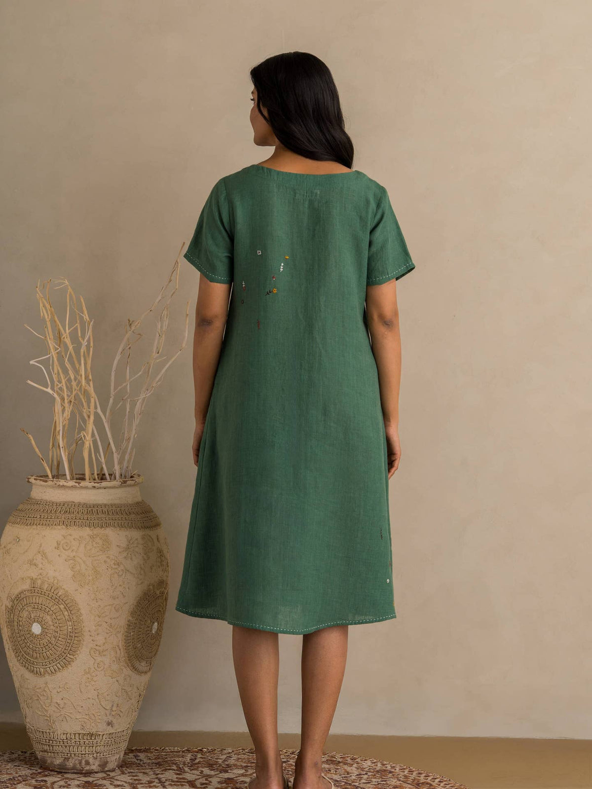 European Linen ‘Maris’ Dress – Muted Teal