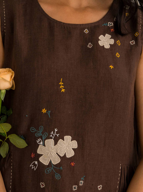 European Linen ‘Amara’ Dress - Chocolate
