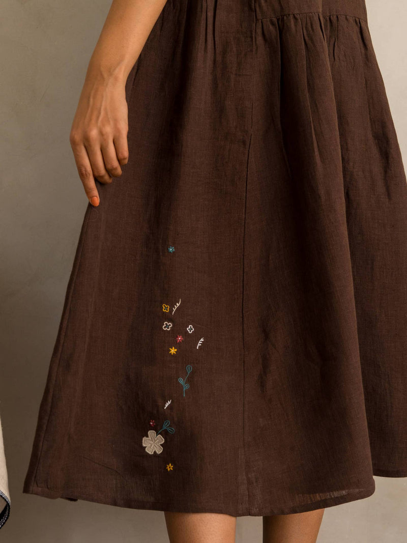 European Linen ‘Amara’ Dress - Chocolate