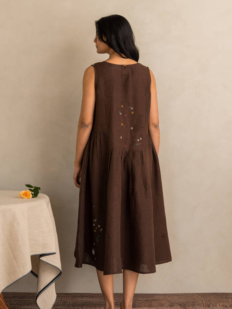 European Linen ‘Amara’ Dress - Chocolate