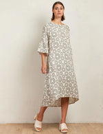 State Of Embrace Trumpet Sleeves Linen Dress - Eclipse