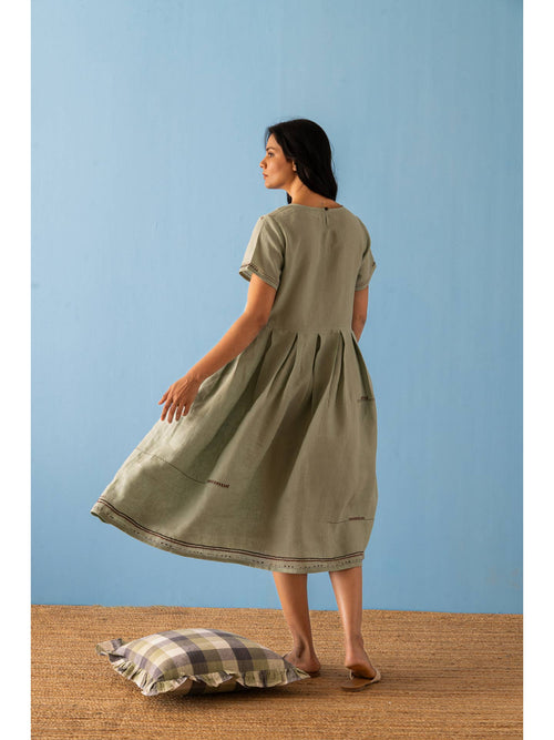 European Linen ‘Selene’ Dress - Sage