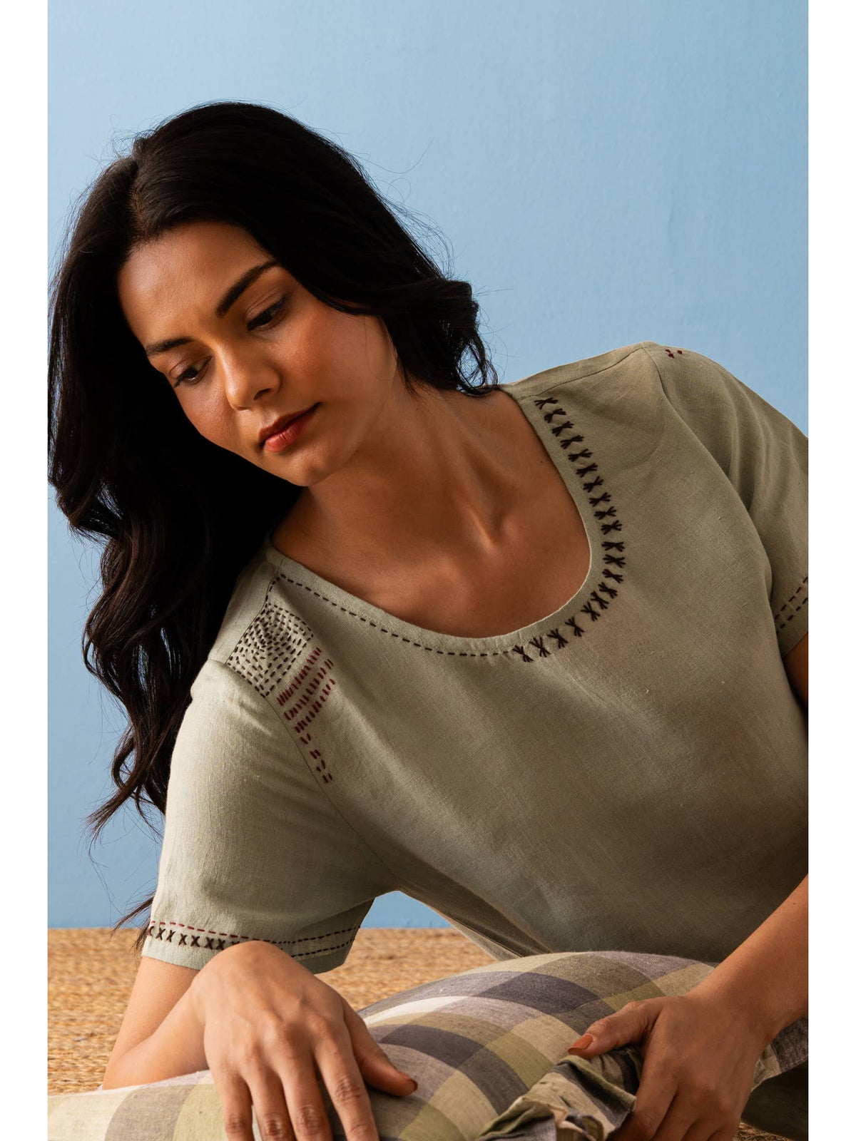 European Linen ‘Selene’ Dress - Sage
