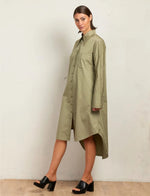 State Of Embrace Cotton Collared Shirt Dress - Moss