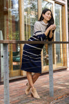 JUMP striped Knit Dress - Almond/Navy