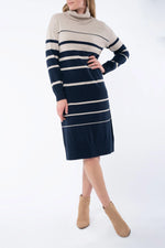 JUMP striped Knit Dress - Almond/Navy