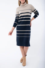 JUMP striped Knit Dress - Almond/Navy