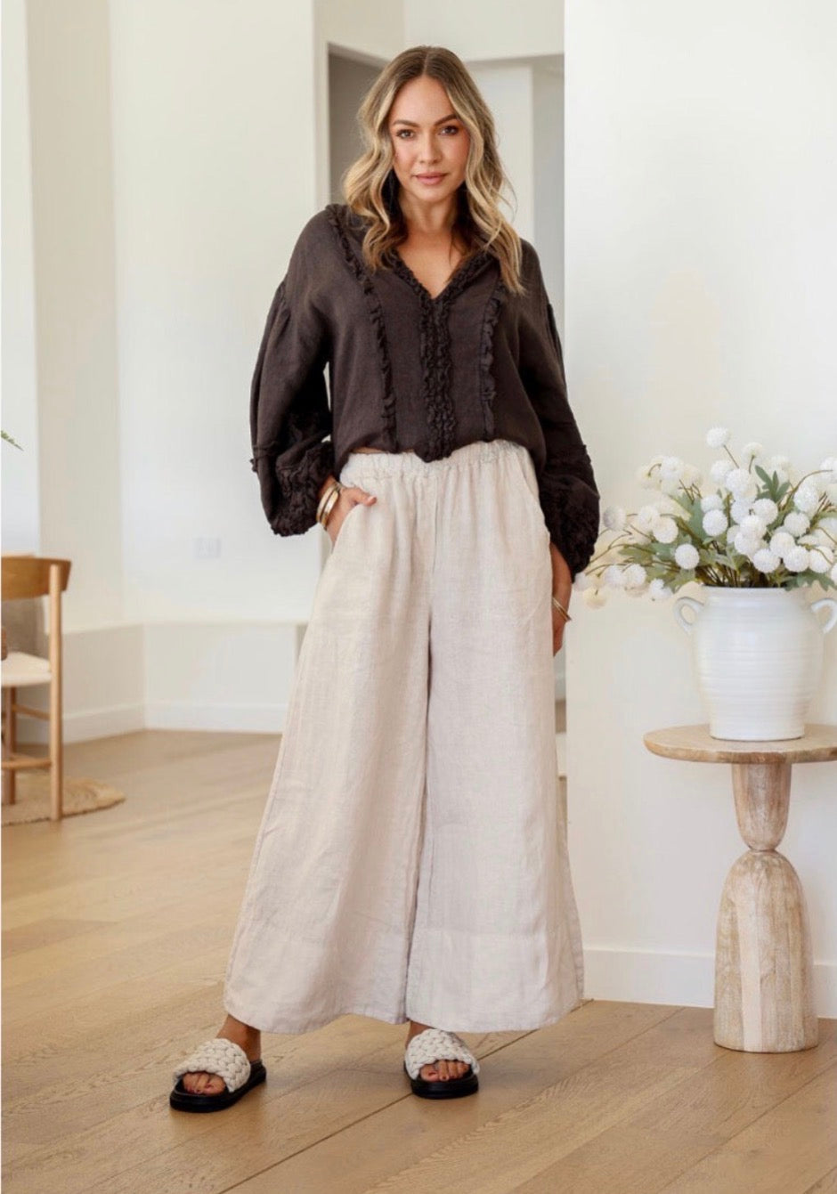 Free Angel - Adottato - Italian Linen Wide Leg Pants