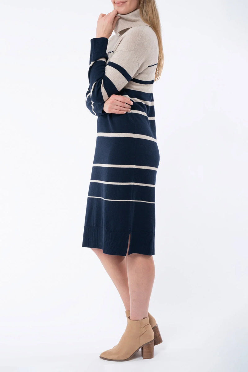 JUMP striped Knit Dress - Almond/Navy