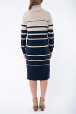 JUMP striped Knit Dress - Almond/Navy