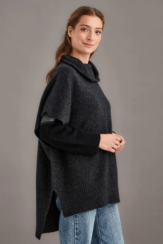 McDonald - Possum Merino Step Hem Poncho Oversized Vest