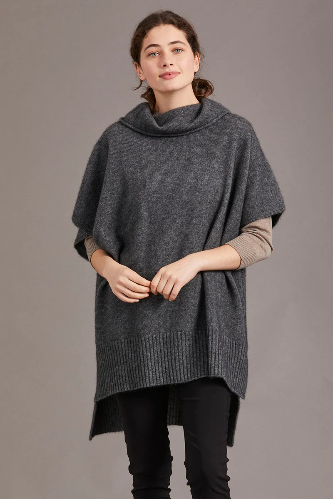 McDonald - Possum Merino Step Hem Poncho Oversized Vest