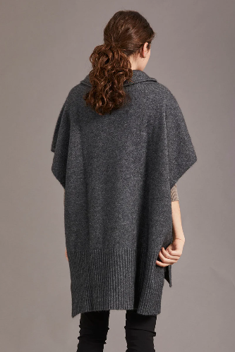 McDonald - Possum Merino Step Hem Poncho Oversized Vest