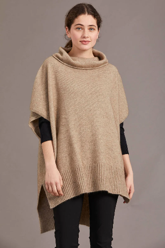 McDonald - Possum Merino Step Hem Poncho Oversized Vest