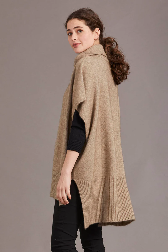 McDonald - Possum Merino Step Hem Poncho Oversized Vest