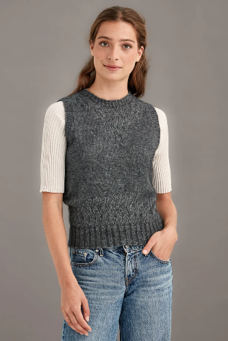 McDonald - Possum Merino Herringbone Lace Vest - PRE-ORDER - Shipment Mid May