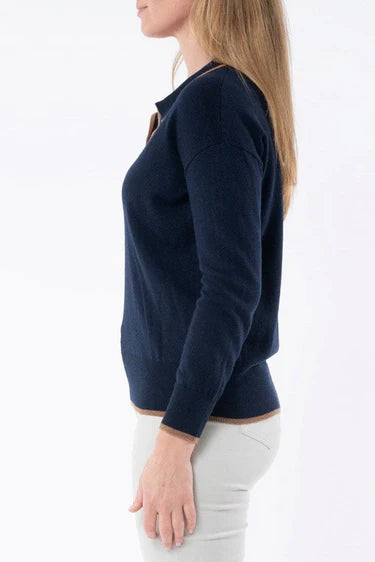 JUMP Collared Pullover - Navy - LAST - Size S