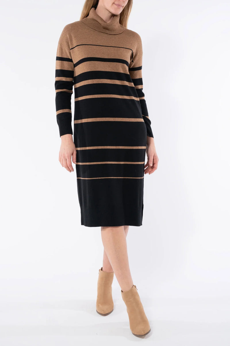 JUMP striped Knit Dress - Caramel/ Black