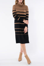 JUMP striped Knit Dress - Caramel/ Black