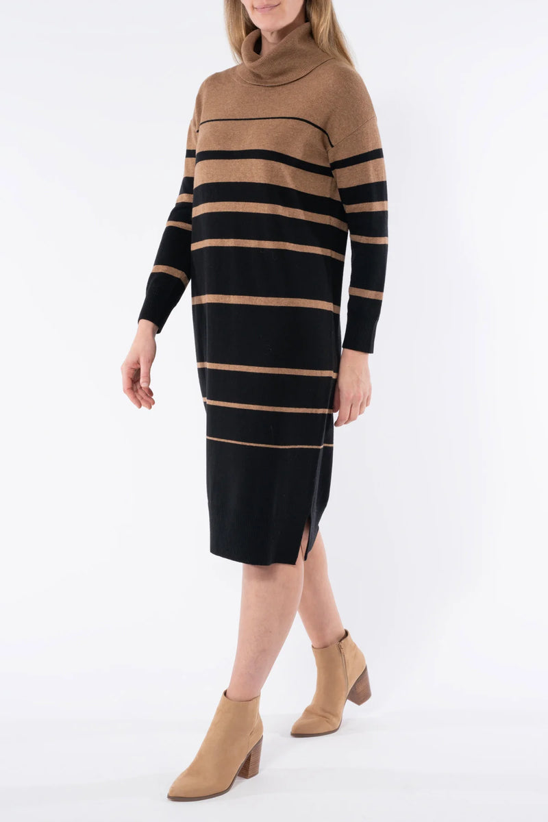 JUMP striped Knit Dress - Caramel/ Black