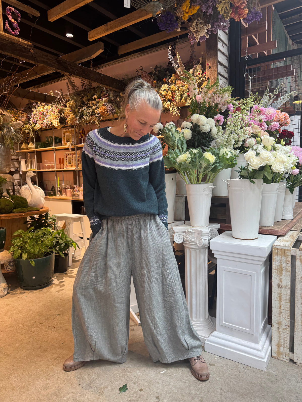 Harley of Scotland - Fair Isle Nep Crew Jumper - Lugano