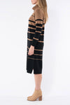 JUMP striped Knit Dress - Caramel/ Black