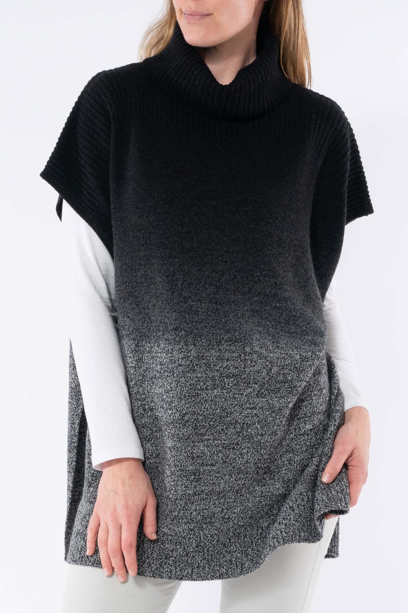 JUMP Ombré Cowl Neck Poncho - Black