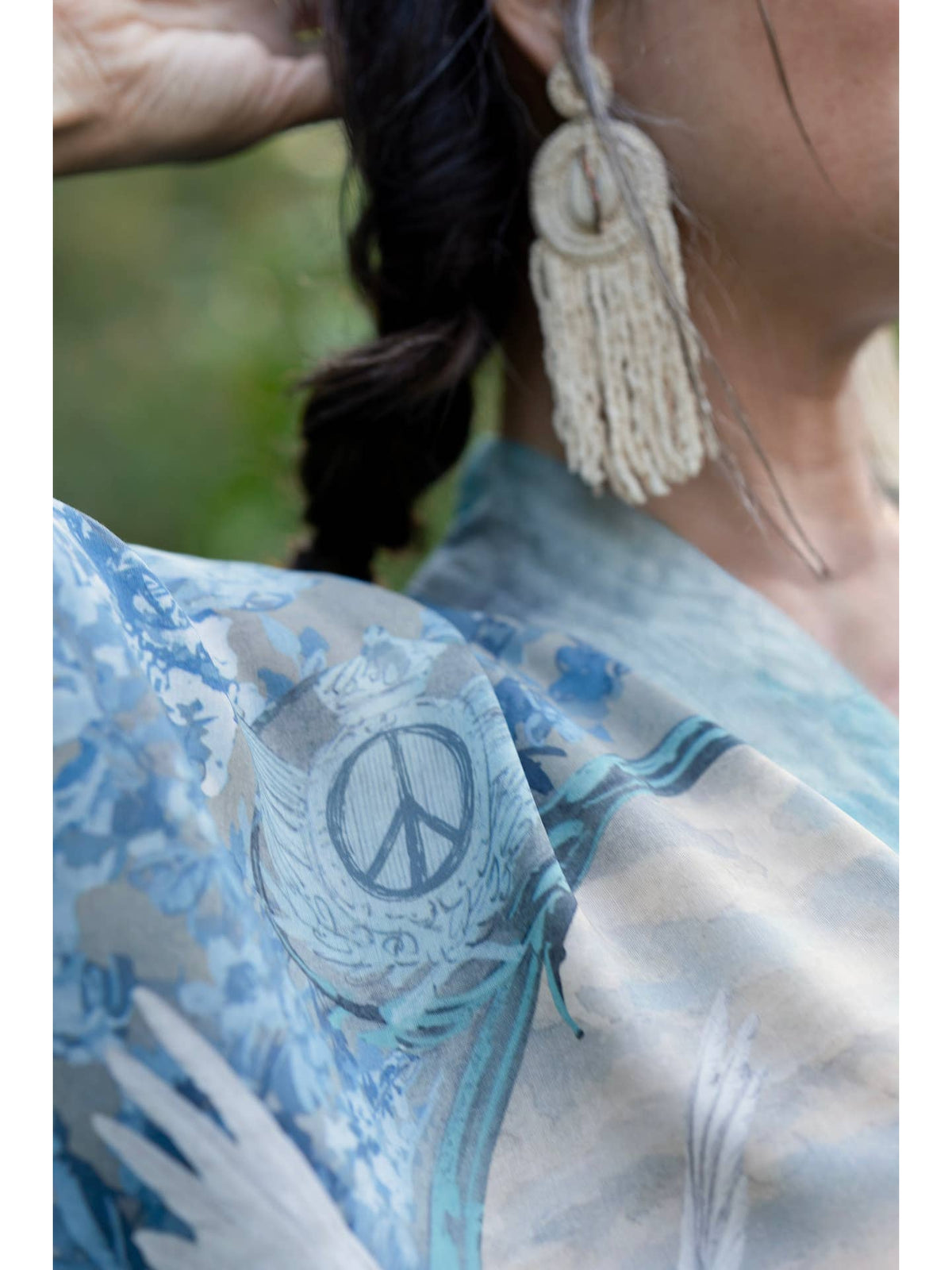 Market Of Stars - ‘Peace Out’ Cropped Bamboo Kimono Pixie Duster with Doves