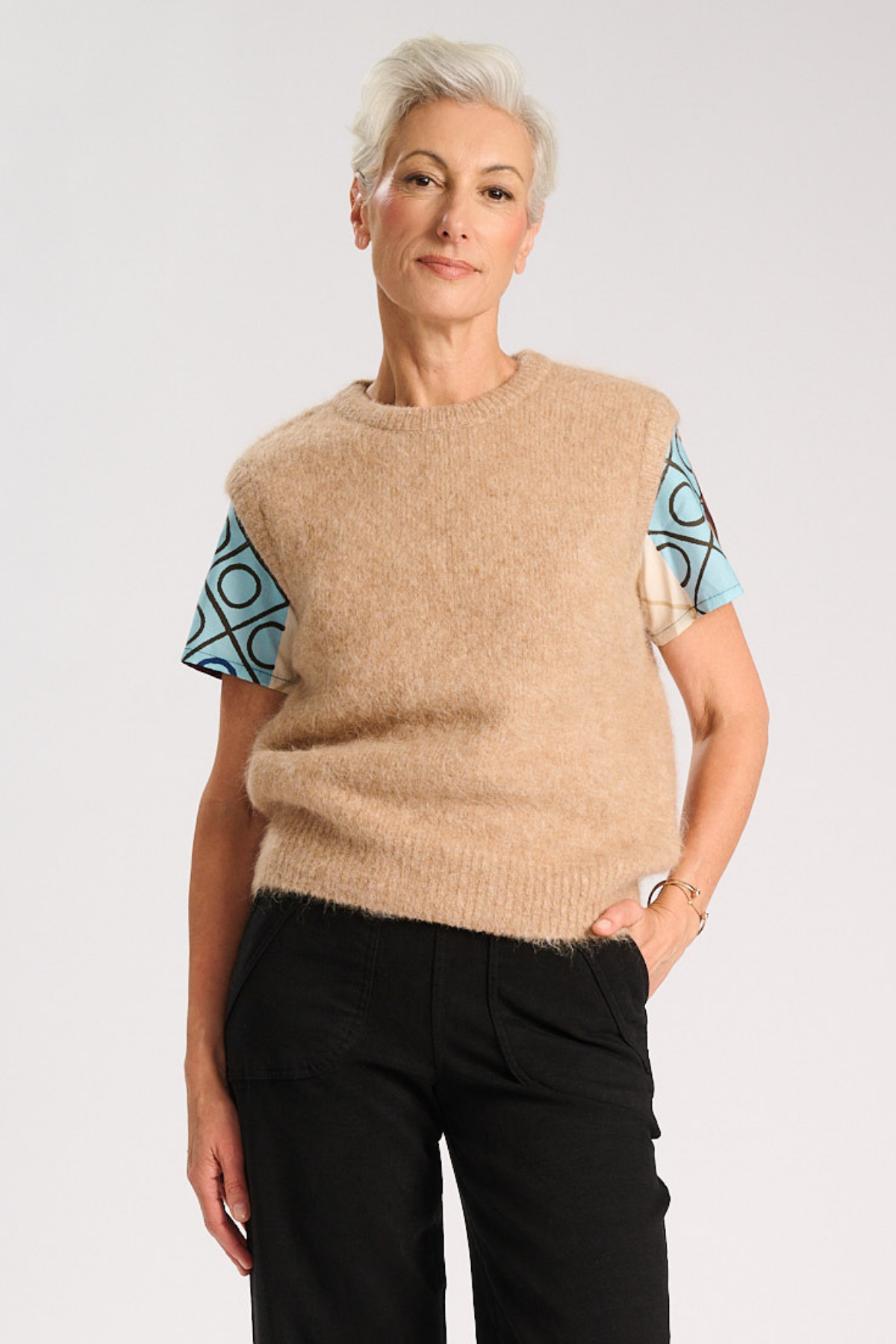 Olga De Polga - Aspen - Round Neck Alpaca Vest - Beige