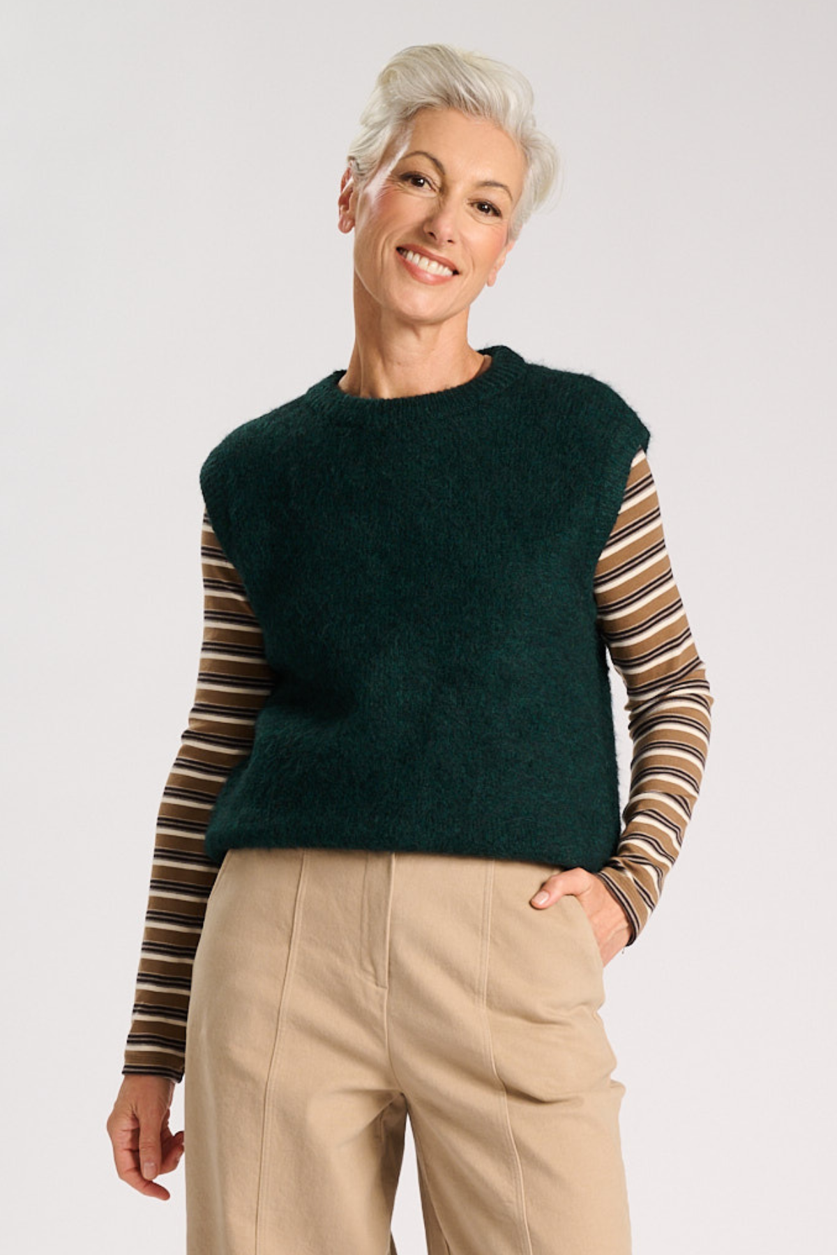 Olga De Polga - Aspen - Round Neck Alpaca Vest - Forest