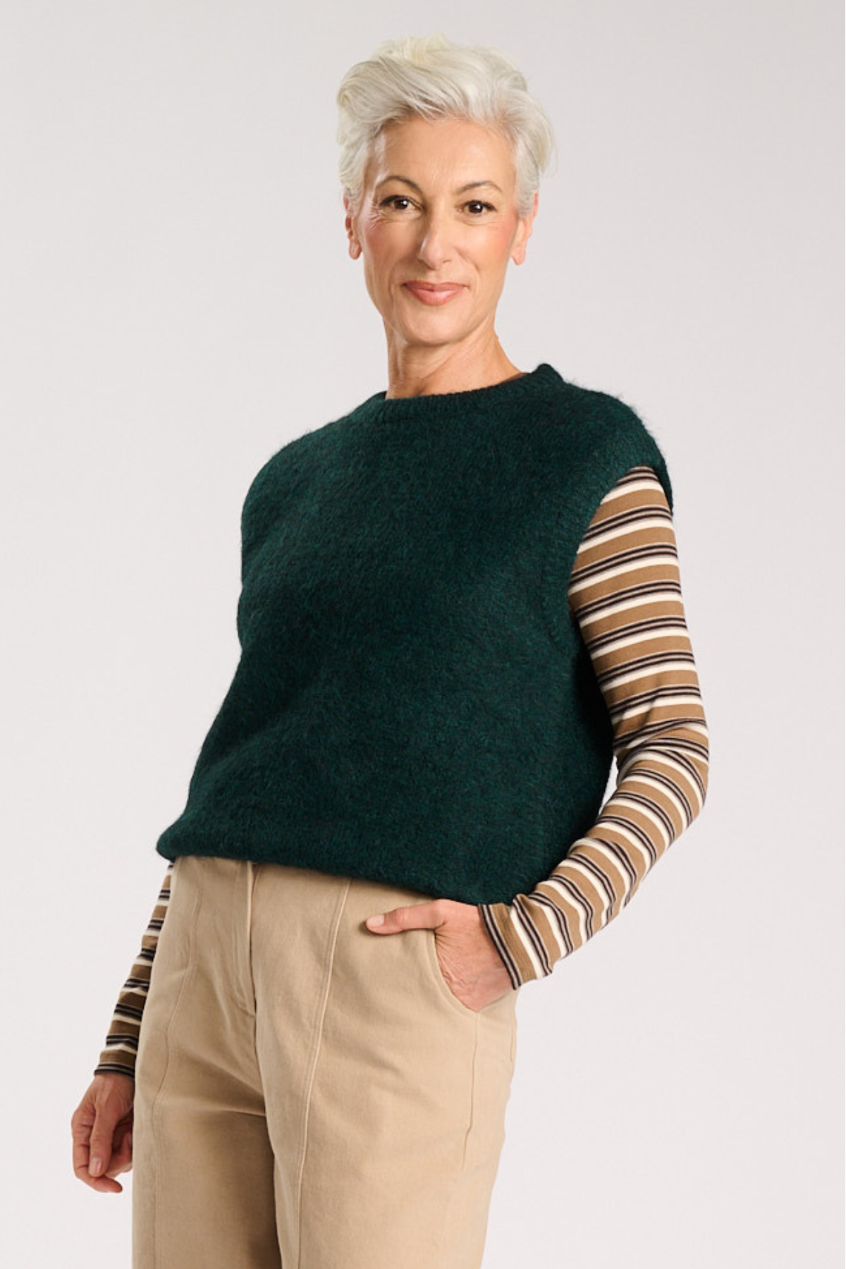 Olga De Polga - Aspen - Round Neck Alpaca Vest - Forest