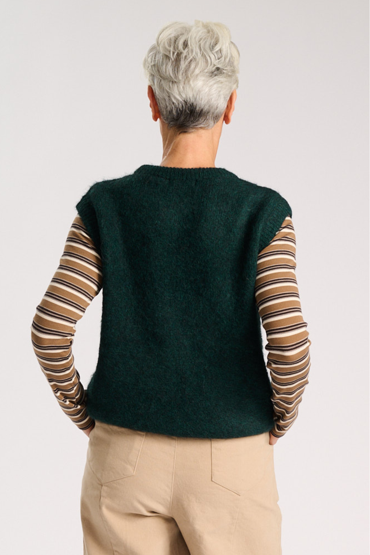 Olga De Polga - Aspen - Round Neck Alpaca Vest - Forest