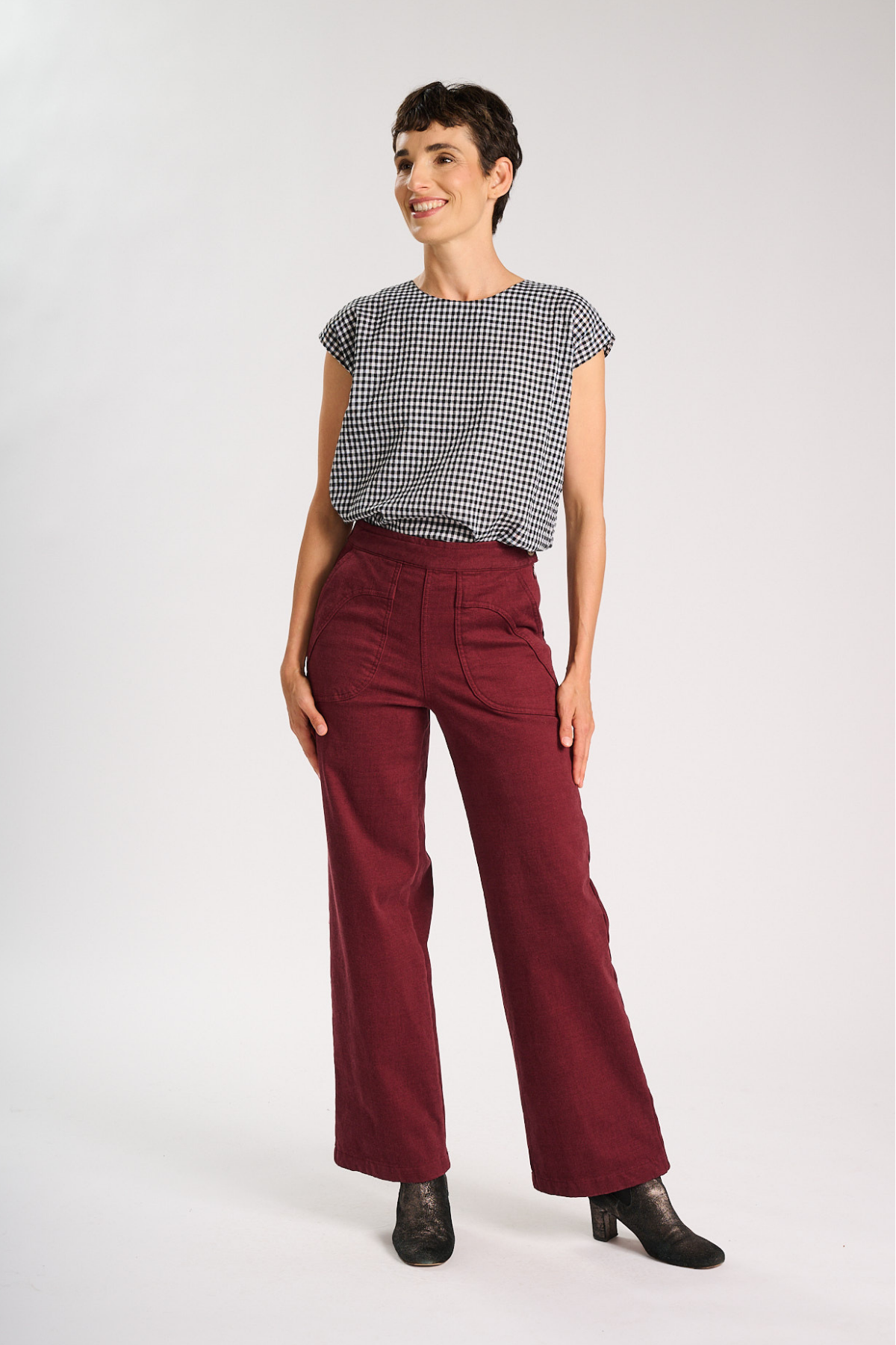 Olga De Polga - Peggy Amber - Cotton/Rayon Long Pants - Claret