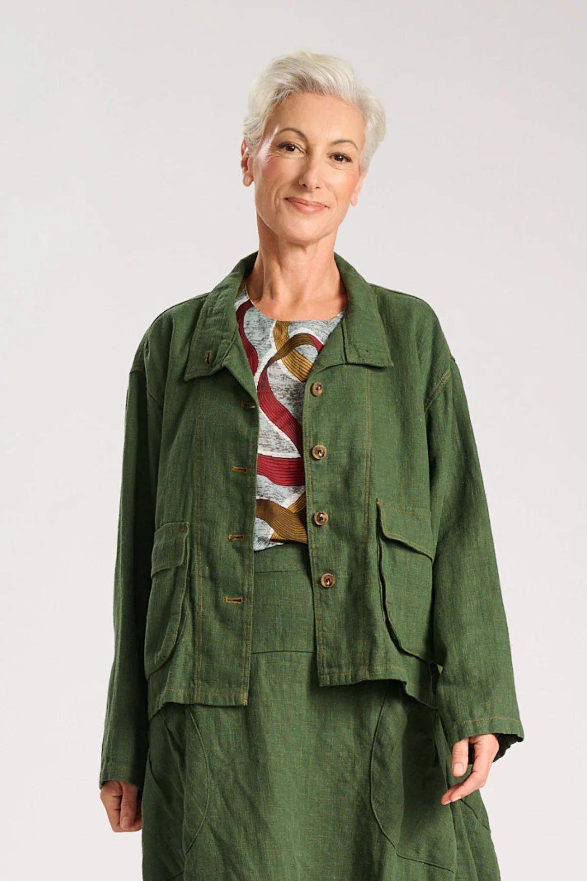 Olga De Polga - Billie Fiesta - Oversized Heavy Linen Jacket - Forest