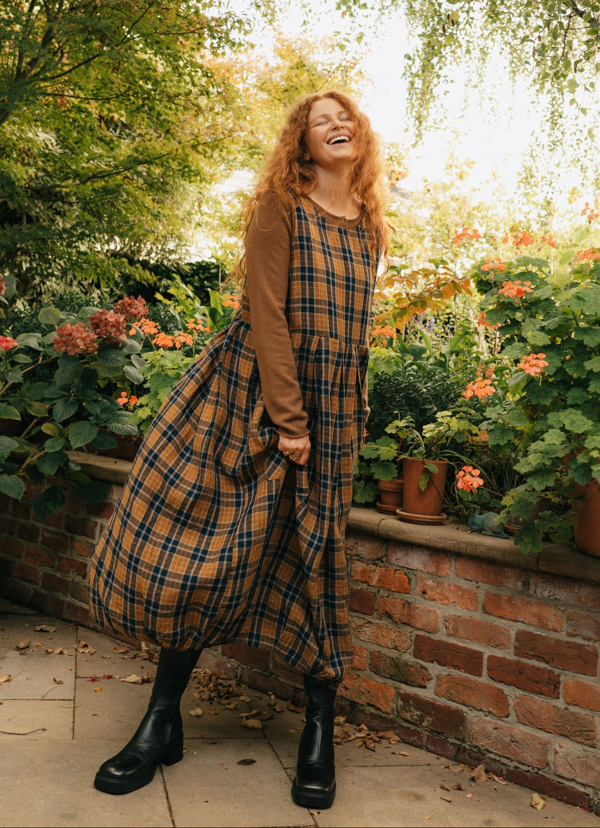 Montaigne - Sartene - French Linen Dress - Blue Tweed Check