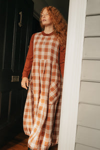 Montaigne - Sartene - French Linen Dress - Clay Check