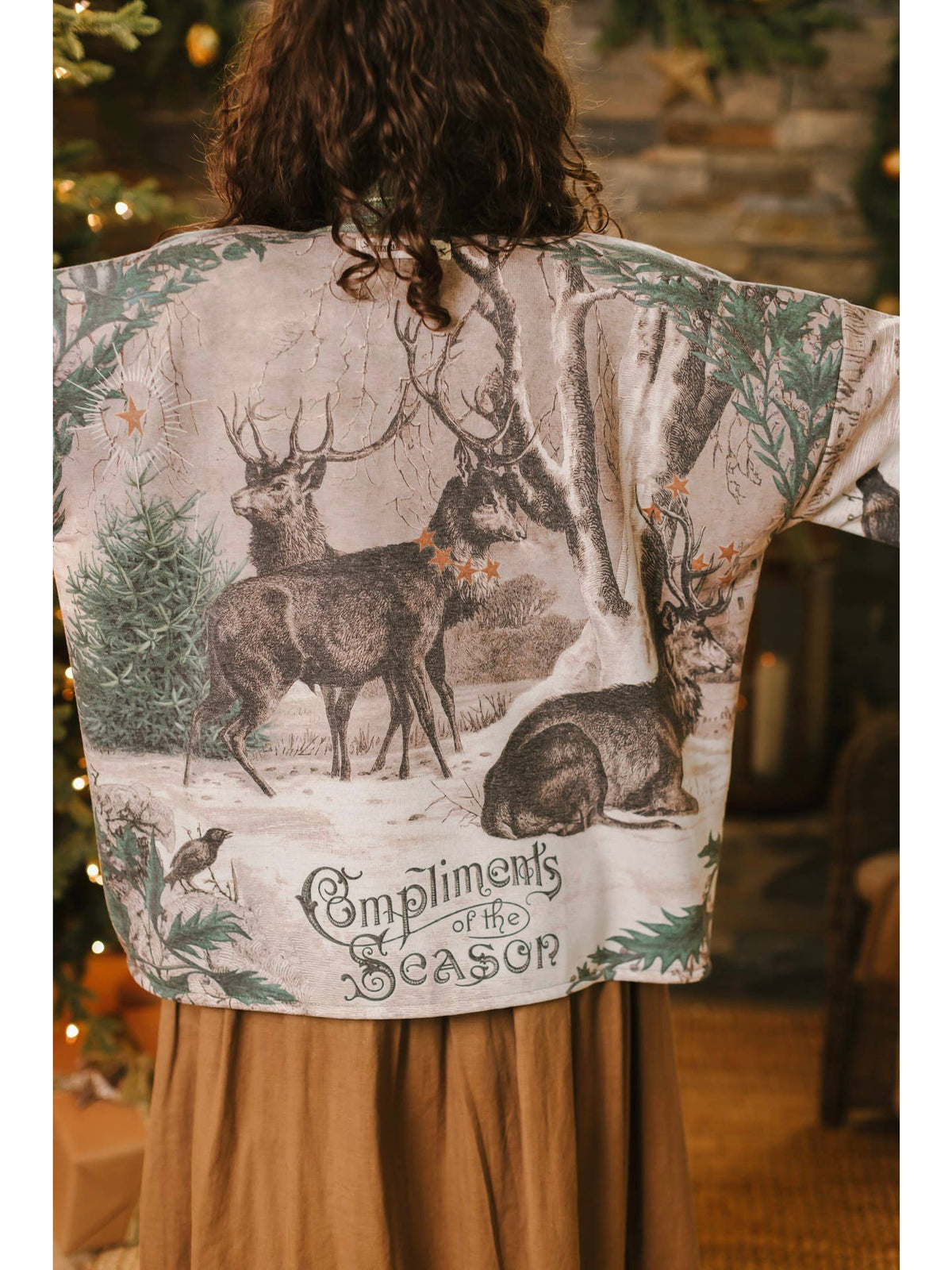 Market Of Stars - ‘Winter Wish Christmas’ Fleece Cottage Cardigan Kimono Jacket