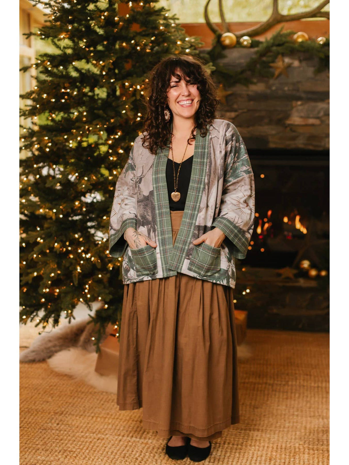 Market Of Stars - ‘Winter Wish Christmas’ Fleece Cottage Cardigan Kimono Jacket