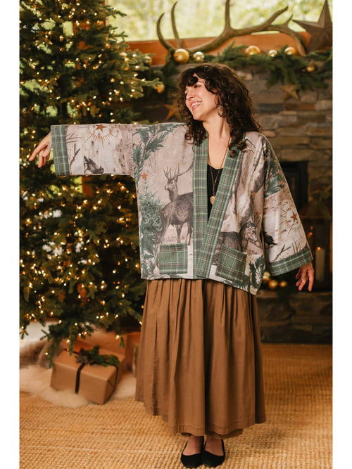 ‘Winter Wish Christmas’ Fleece Cottage Cardigan Kimono Jacket