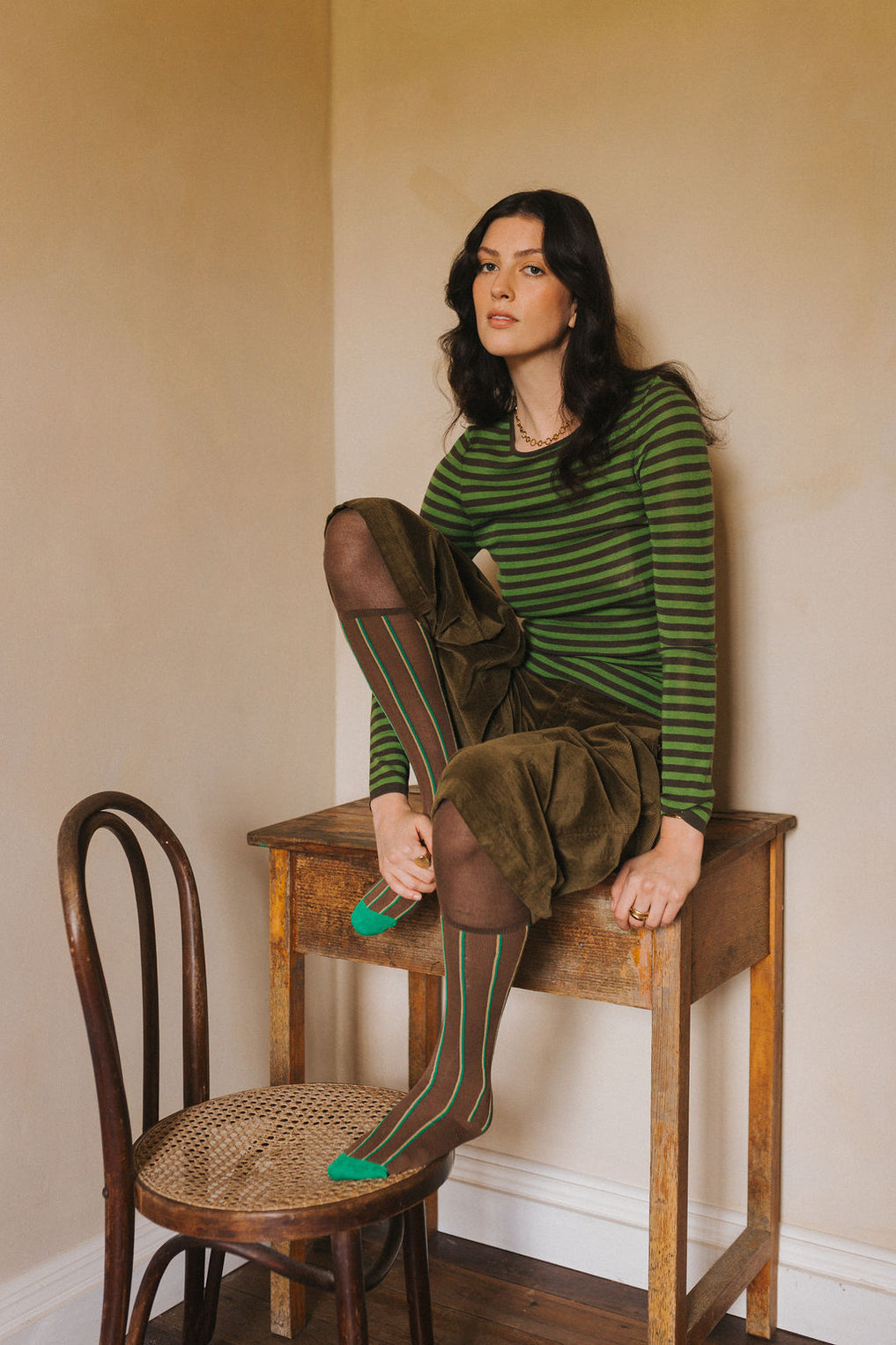 Montaigne - 100% Australian Merino Wool Knit Top Spencer - Stripe
