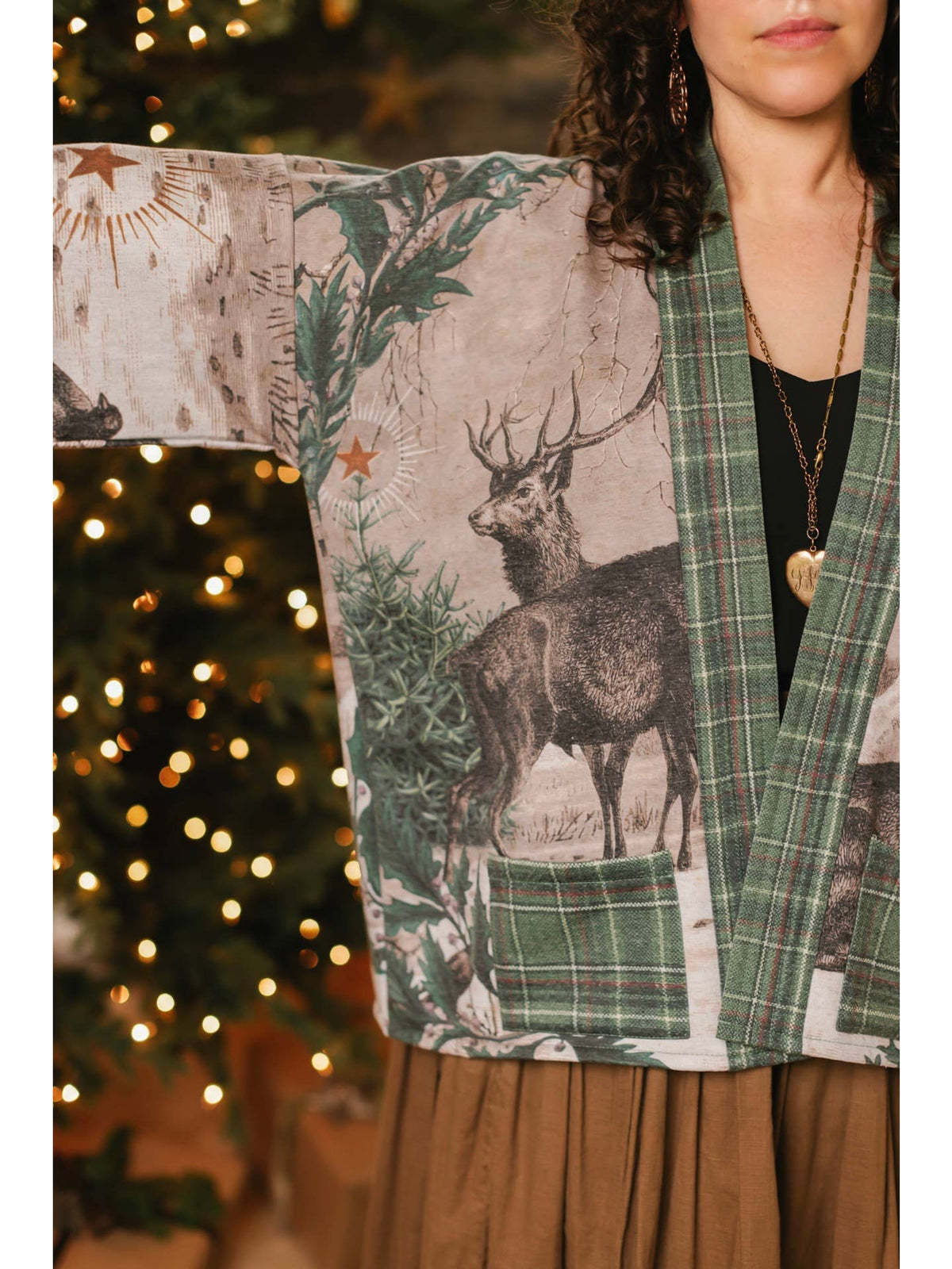 Market Of Stars - ‘Winter Wish Christmas’ Fleece Cottage Cardigan Kimono Jacket
