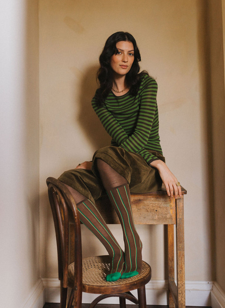 Montaigne - 100% Australian Merino Wool Knit Top Spencer - Stripe