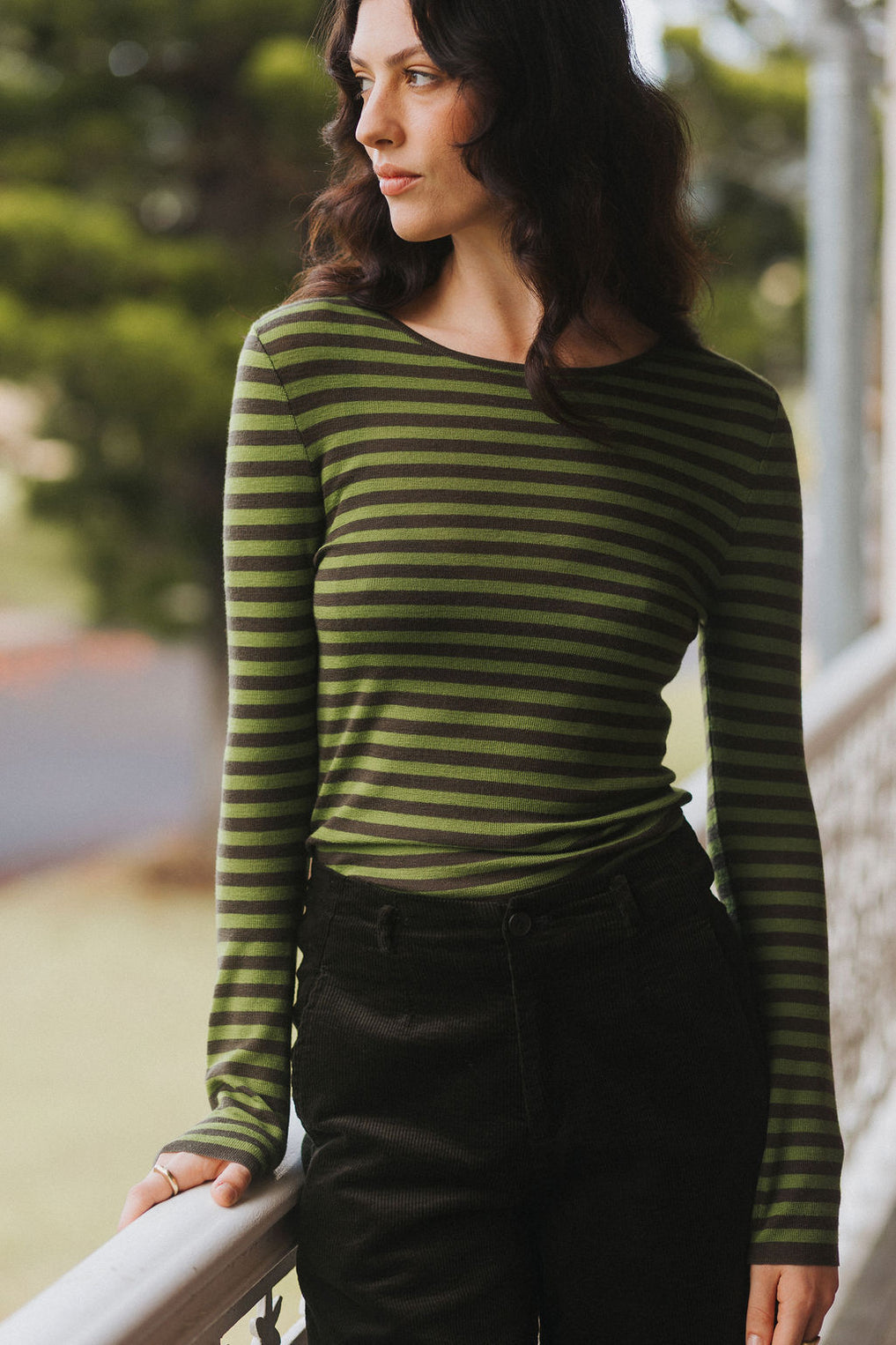 Montaigne - 100% Australian Merino Wool Knit Top Spencer - Stripe